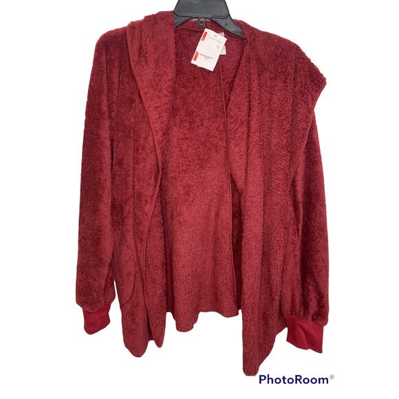 Forgotten‎ Grace Plush Cardigan maroon Size Medium NWT - Picture 1 of 4